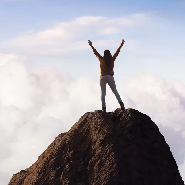 Person on top of a mountain