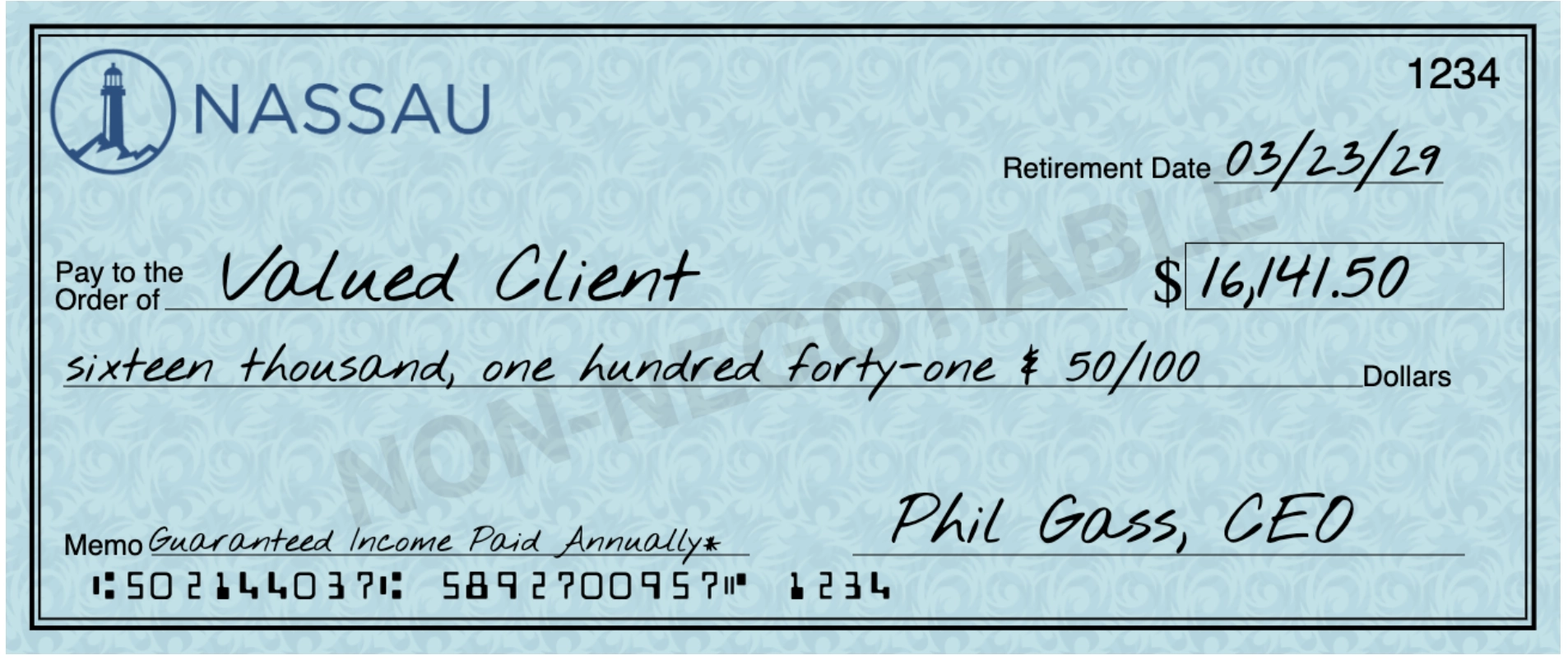 Image of retirement check